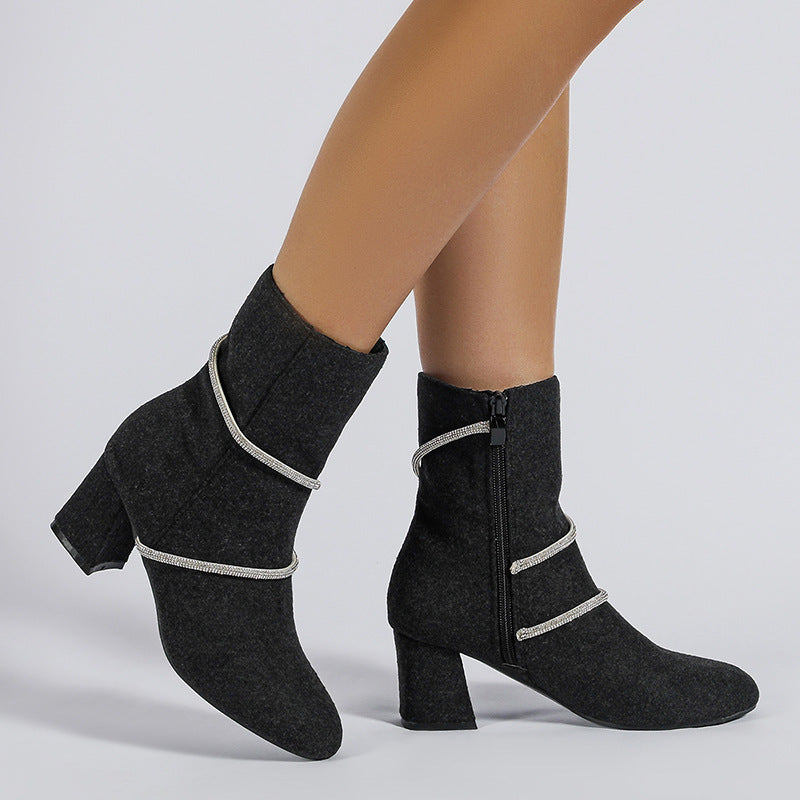 Celeste Boots – Rhinestone Chain