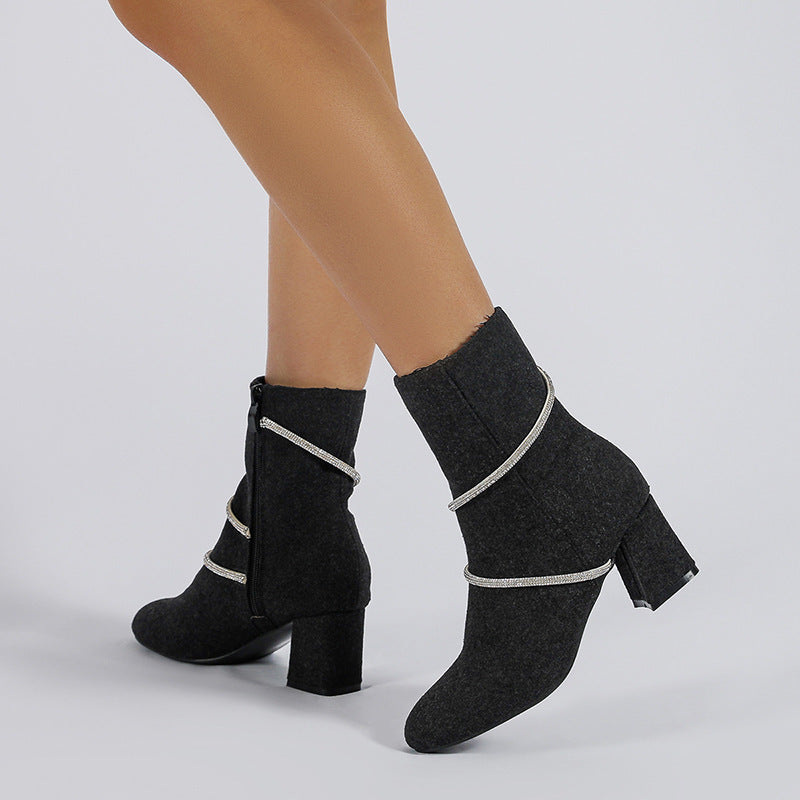 Celeste Boots – Rhinestone Chain