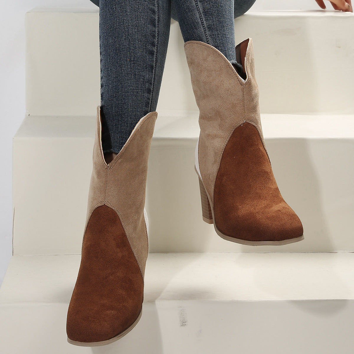 Saphira Boots – Suede Square Heel