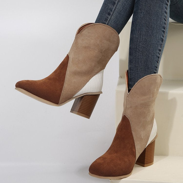 Saphira Boots – Suede Square Heel