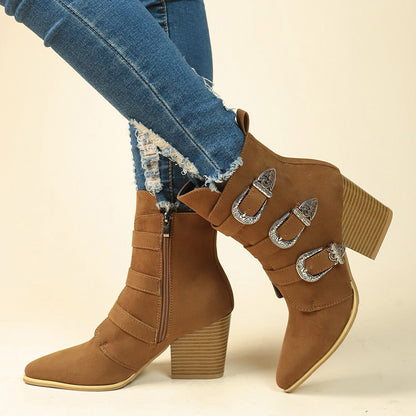 Selene Boots – Belt Buckle Retro
