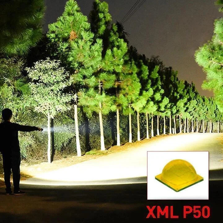 90000 Lumens XHP50.2 Ultra-Powerful Flashlight